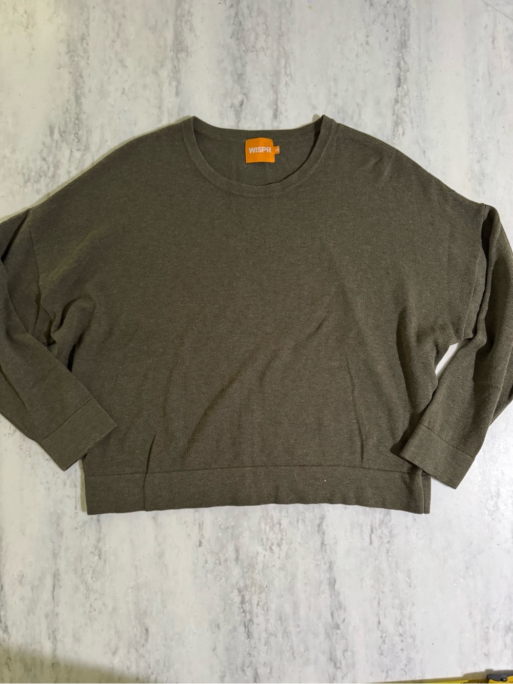 Brodie Cashmere Wispr Cotton Silk Blend Cozy Neutral Green Crewneck Sweater XL